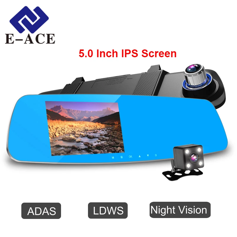 imágenes para E-ACE Dvr Coche Espejo Retrovisor de 5.0 Pulgadas Auto Cámara de Visión Nocturna con ADAS LDWS FHD 1080 P Grabador de Vídeo Dash Cam Cámara de Dos lente imágenes para E-ACE Dvr Coche Espejo Retrovisor de 5.0 Pulgadas Auto Cámara de Visión Nocturna con ADAS LDWS FHD 1080 P Grabador de Vídeo Dash Cam Cámara de Dos lente