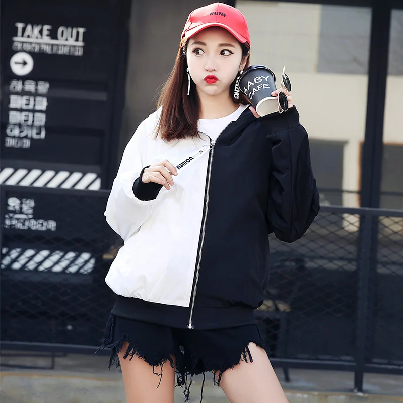 Jackets Women Hip Hop Loose Patchwork BF Harajuku Chic Zipper Basic Jacket Unisex Womens Daily All-match Korean Style Outerwear
