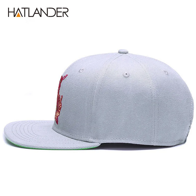 HATLANDER, оригинальная крышка, шапка для женщин и мужчин, бейсболки, вышивка, персонаж, твердая кость, хип-хоп кепка, крутая, серая, облегающая бейсболка