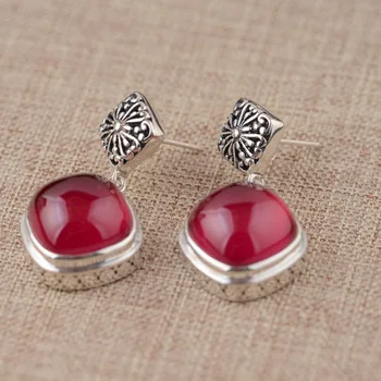 

[King] silver deer jewelry wholesale S925 Sterling Silver Earrings inlaid Hong Gangyu female Earrings