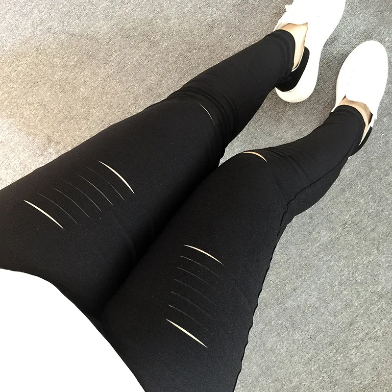 

Pants Women Plus Size Skinny Hole Black Women Trousers Ankle-length Pants Slim Large Size Pantalon Femme 4XL Pencil Pants Autumn