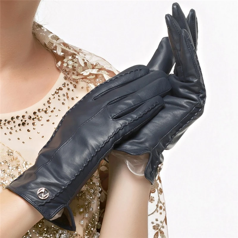 Женские перчатки для сенсорного экрана из натуральной кожи наппа