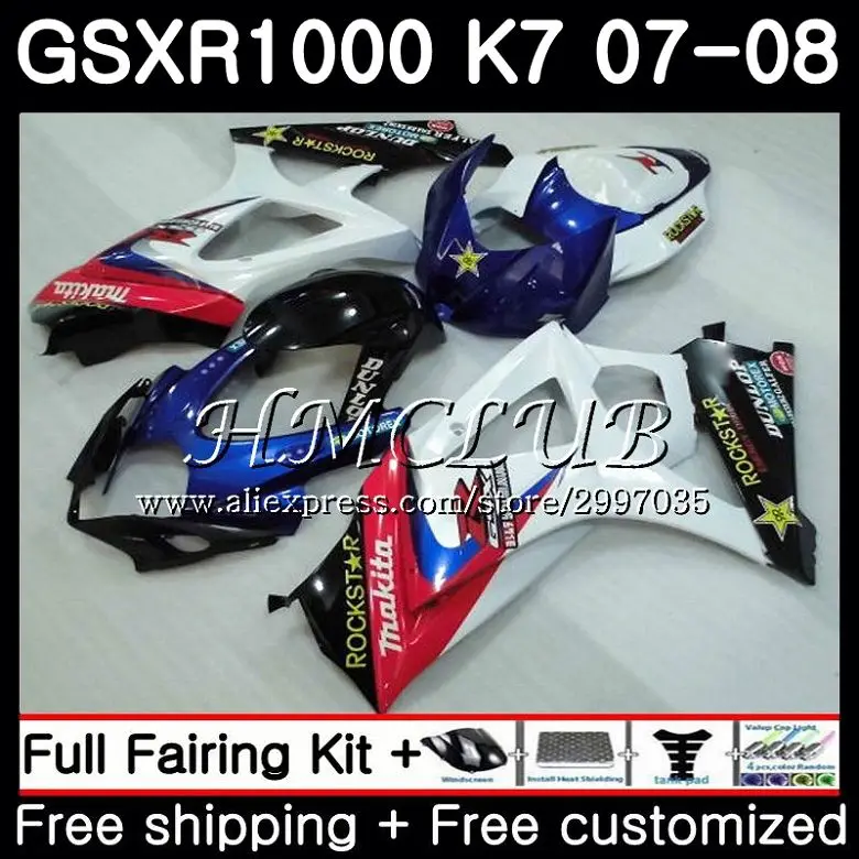 

Body For SUZUKI GSX-R1000 GSXR-1000 Red white HOT K7 GSXR 1000 2007 2008 34HC.14 GSXR1000 07 08 Bodywork GSX R1000 07 08 Fairing