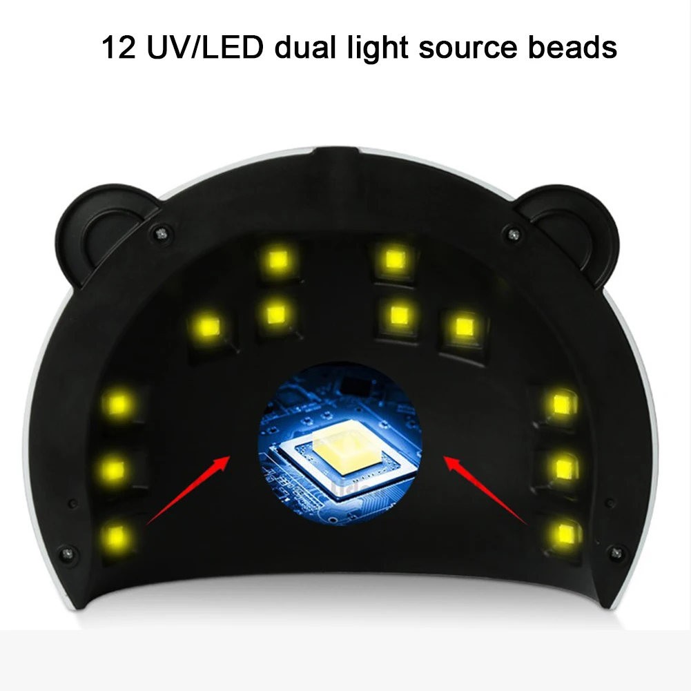 UV LED 36W / 24W for Nail Dryer Led nail 12 lamps for curing all gels panda design with USB charging nail art tools Manicure