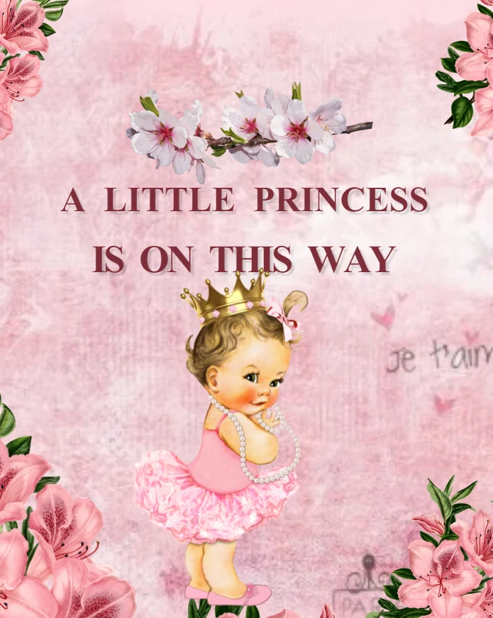 Маленькая принцесса фон для душа для девочек Золотая Корона королевская принцесса виниловые розовые цветы Цветочные вечерние украшения