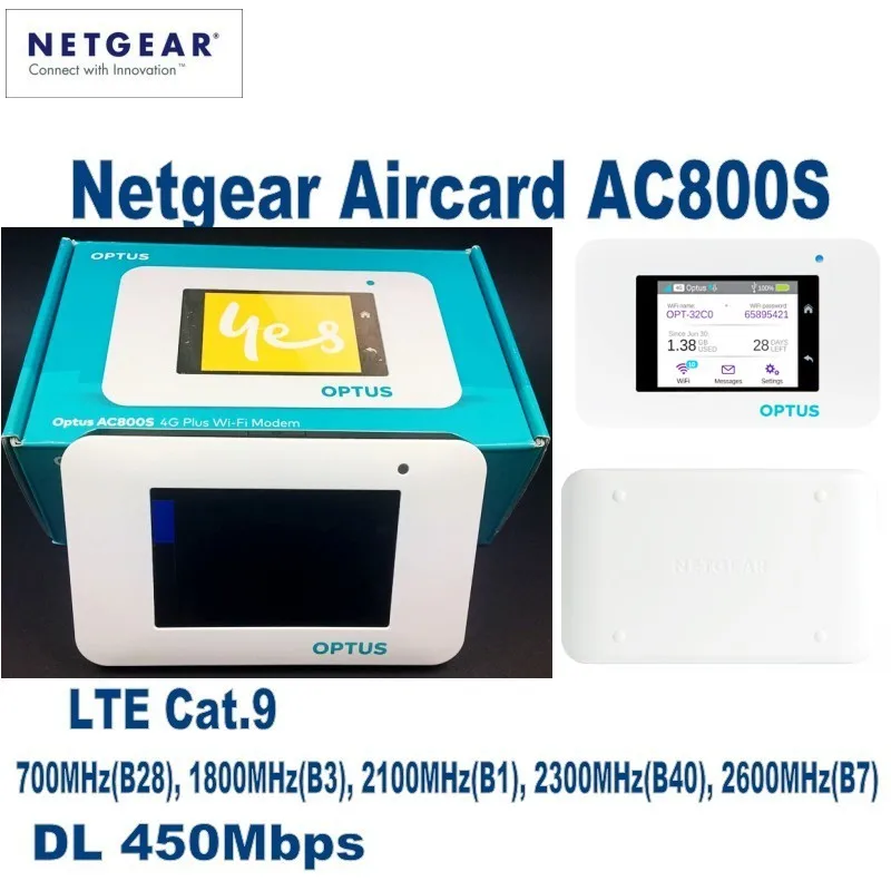 Netgear Aircard AC800S Cat9 450 Мбит/с Портативный 4 аппарат не привязан к оператору сотовой связи точку доступа Wi-Fi Поддержка B1 B3 B7 B8 B28 B38 B40