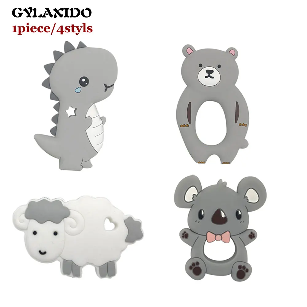 

Koala Bear Sheep Silicone Teether Animal Baby Teething Toys Dinosaurs Rainbow Teether Baby Cartoon Nursing Necklace Mordedor