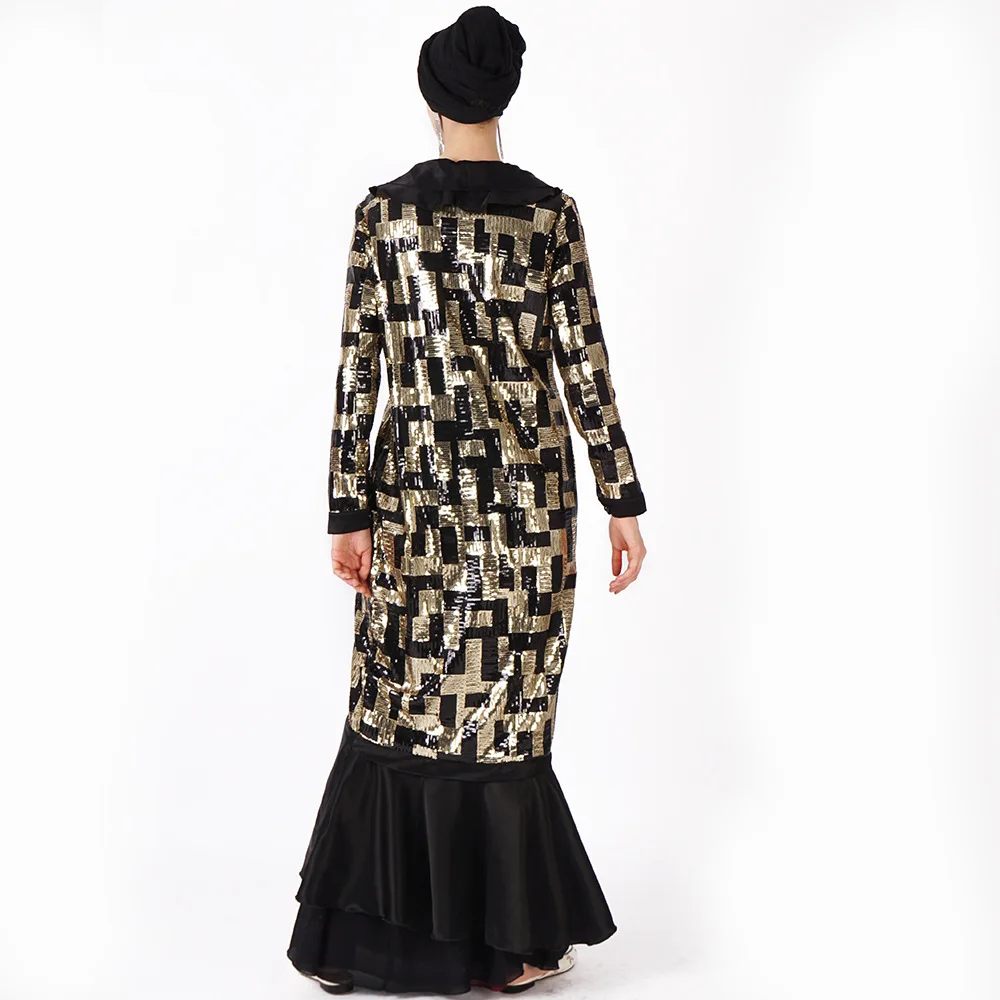 Исламский кафтан спереди открытый блёстки abayas Русалка платье для женщин