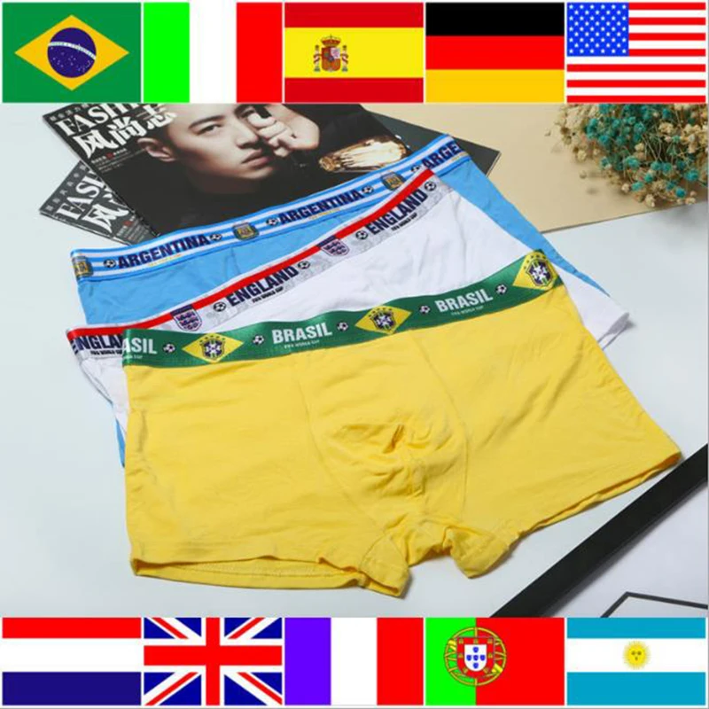 

Boxers Men Underwear Countries flags ball print Comfortable Men Underpants top quality Underwear Boxer Men Cueca Boxers Panties
