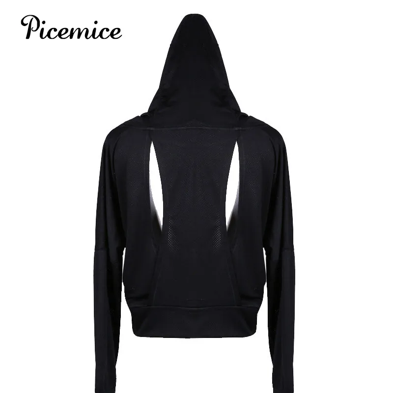 

Picemice Women Hooded Running Shirts Breathable Sportswear Fitness Yoga Top Sports Clothing Workout T Shirt Gym Jacket Tops