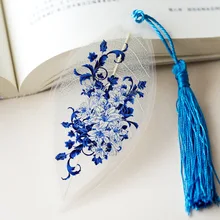 Природные жилок листа закладки, традиционной китайской живописи синий и белый фарфор