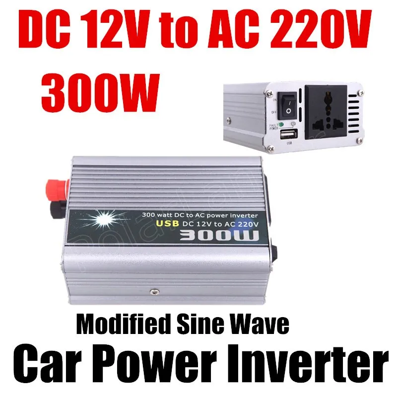DC 12 v к AC 220 v USB зарядное устройство модифицированный синусоидальный автомобильный трансформатор напряжения Горячая 300 W автомобильный преобразователь мощности