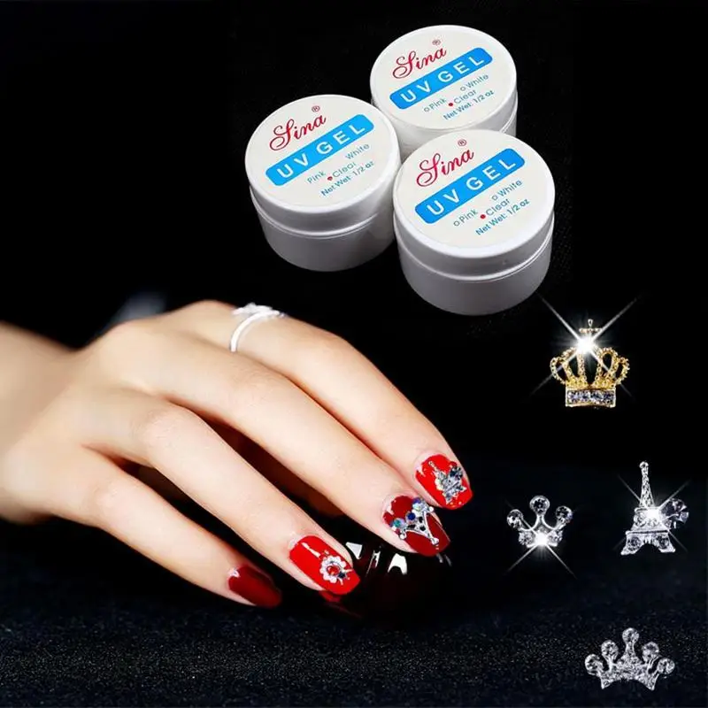 1 piezas rosa claro blanco uñas Gel Uv salón manicura uñas fuerte Uv Gel Builder pegamento Diy Lina Lot uñas arte Decoración