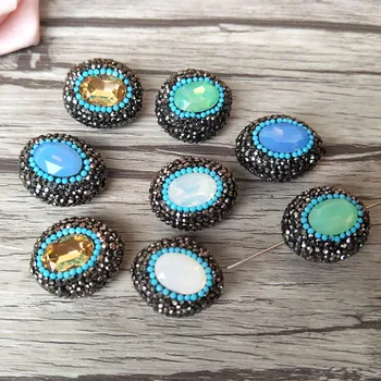 

10 Pcs Mixed Color Paved Crystal Rhinestone opal Stone Oval Shape Loose Beads DIY Making Bracelet necklace Jewelry Finding BD190