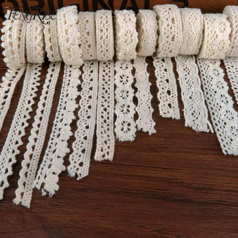 Apparel Sewing Fabric 5Yards DIY Ivory Cream Trim Cotton Crocheted Lace Fabric Ribbon Handmade Accessories Craft