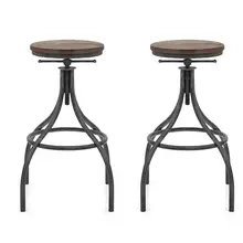 Набор 2-промышленный барный стул поворотный деревянное сиденье Счетчик Высота Регулируемая-27-3" барный стул