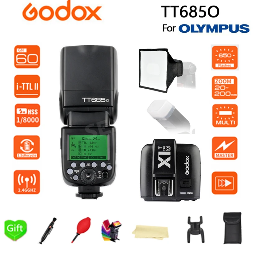 

Godox TT685O 2.4G HSS 1/8000s i-TTL GN60 Wireless Speedlite Flash + X1T-O Trigger Transmitter for Olympus Panasonic DSLR Cameras