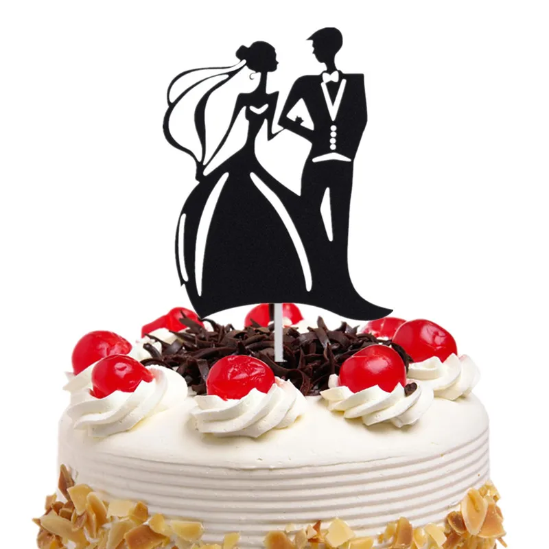 20pc/lot Cake Toppers Flags Black Mr & Mrs Heart Love Kids Birthday Cupcake Topper Wedding Bride Groom Party Baking DIY Xmas