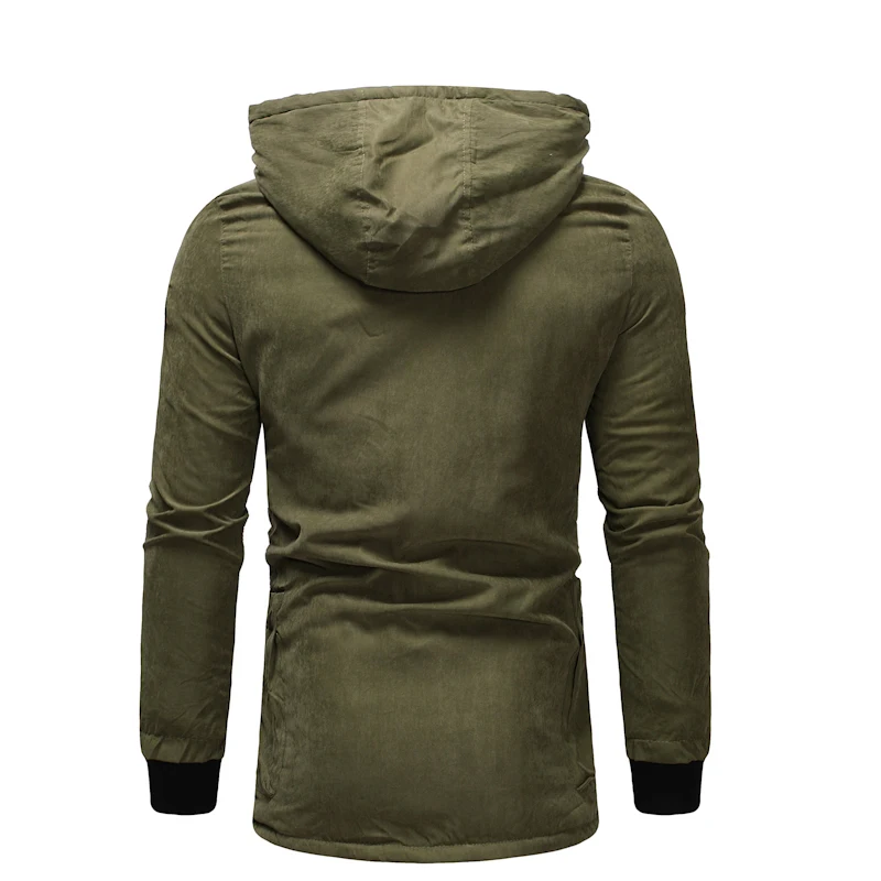 Hooded Parka Men's Long Wool and Cap Cotton-padded Clothing Autumn Winter New Arrival Men Clothes