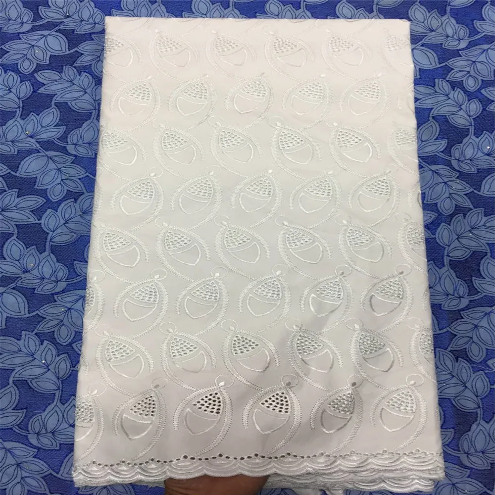 

Indian Plain White Color Swiss Embroidery African Cotton Voile Lace Fabric For Man And Women X565-1