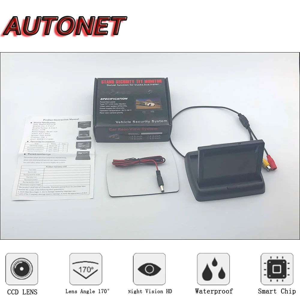AUTONET In Auto 4.3 "TFT LCD Monitor/Schermo a Colori Digitale/Macchina Fotografica di Retrovisione Display/Apri & Chiudi pieghevole/16:9 NTSC PAL 12 v RCA - Image 6