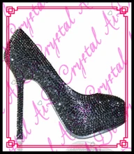 Aidocrystal Plattform Sexy Frauen Pumps schwarz kristall High Heels Schuhe Runde Kappe Mode Frauen Hochzeit Schuhe