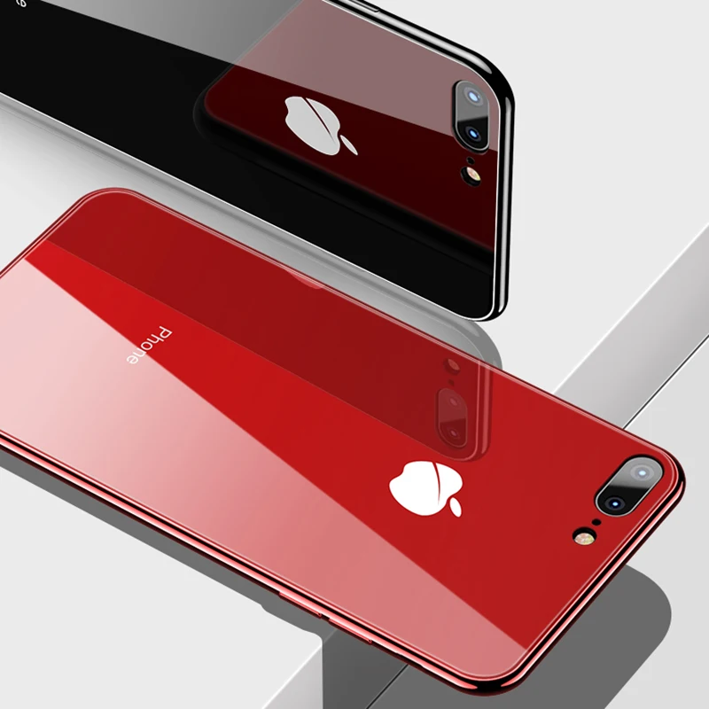 

For iphone XS Max XS XR X 7 8 Plus Case Tempered Glass Cover Soft TPU Edge For iphone 7 6S 6 Plus Electroplated Glasses Cover