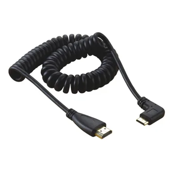 

10pcs/lot CY Left angled 90 degree Type Mini HDMI Male to HDMI Male stretch spring cable 1.2m