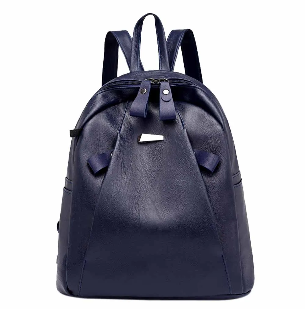 Женский рюкзак с защитой от взлома, повседневные двойные студенческие сумки с гарнитурой, Школьный Рюкзак Для Путешествий, водонепроницаемый рюкзак из искусственной кожи на молнии# Zer - Цвет: Темно-синий
