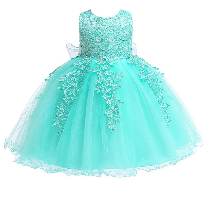 Г. детское кружевное платье с цветочным узором для дня рождения Одежда для новорожденных девочек от 0 до 12 до 24 месяцев костюм принцессы для дня рождения - Цвет: Зеленый