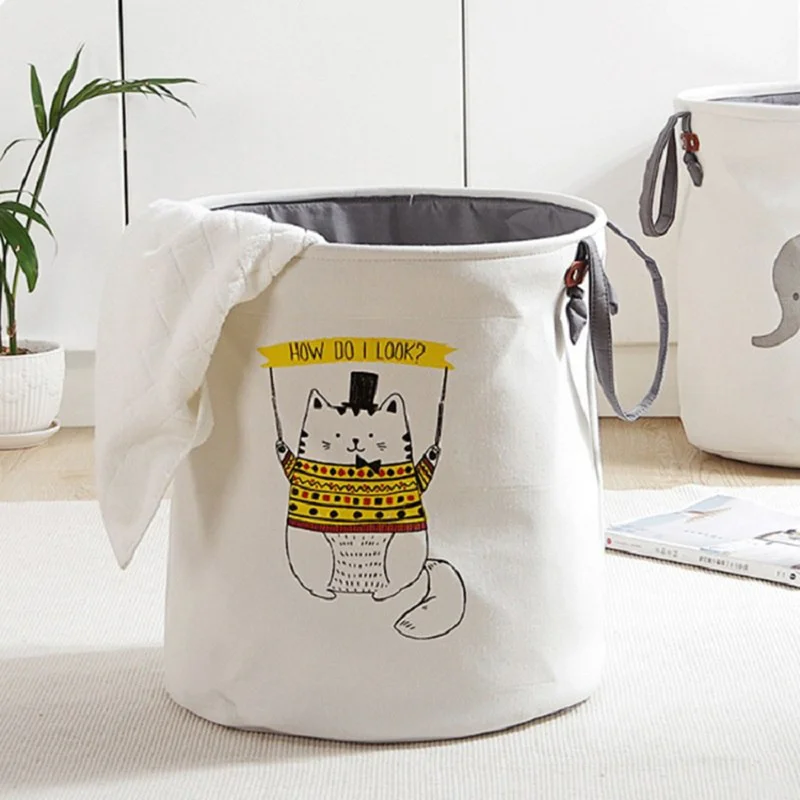 Cartoon Fabric Laundry Basket Bag Large Folding Dirty Clothes Sundries Toys Storage Baskets Box Home Decoration