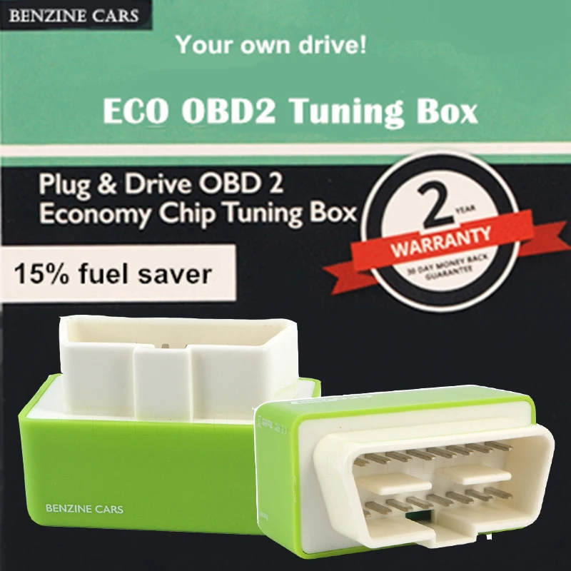 Green EcoOBD2 Car Economy Chip Tuning Box Eco OBD2 Plug & Drive 15 Fuel Save For Benzine Petrol