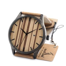 BOBO OISEAU Horloge Hommes 2016 Marque De Luxe Montres Cadran En Bois Montre Homme relogio Quartz Montre Calendrier Complet en acier Inoxydable montre