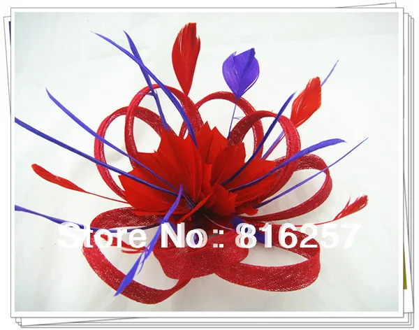 Женские свадебные головные уборы sinamay 21 Цвета женские вечерние вуалетки перо шапка с цветком для церкви Дерби аксессуары для волос FS24