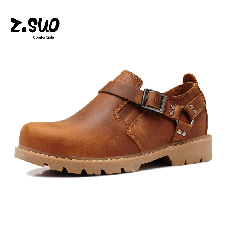 

Z.SUO genuine leathermen shoes Flat Comfortable Loafers breathable men flats shoes
