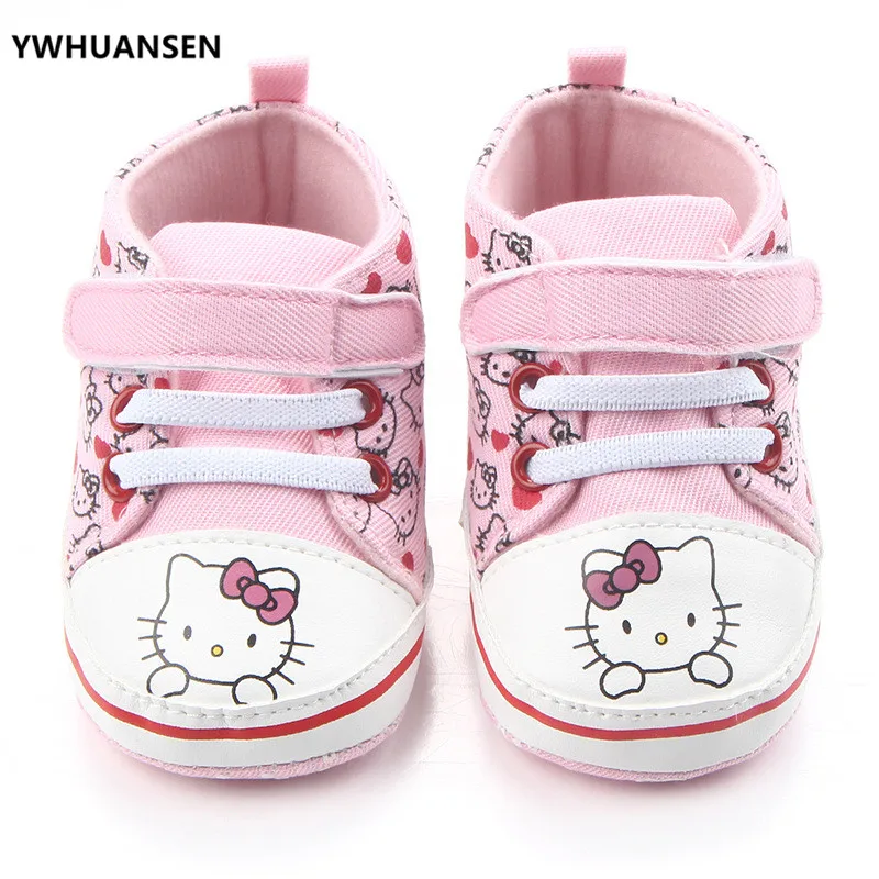 

YWHUANSEN 0-18M Hello Kitty Baby Shoes Soft Sole Girl First Walker Cottom Comfortable Newborn Toddler Infant Prewalker Hook Loop