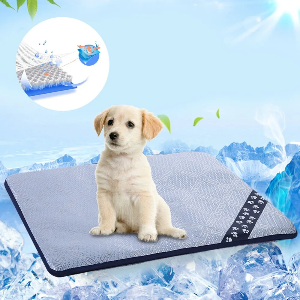 

3D Print Summer Ice Silk Pet Dog Cooling Mat For Cat Dogs Floor Mats Blanket Sleeping Bed Cushion Cold Pad 4 Size Pet Supplie
