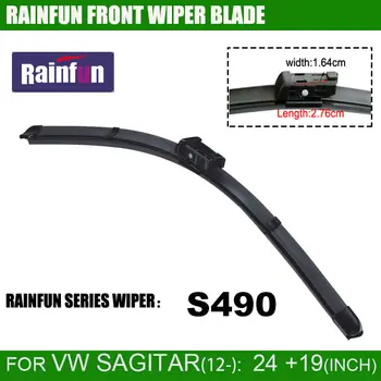 

RAINFUN 24"19" dedicated car wiper blade for VOLKSWAGEN NEW SAGITAR(12-), high quality natural rubber refill, 2 pcs a lot