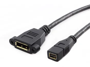 

DP to Mini DP Adatper Data Extension Cable Female to Female Panel Mount with Screws Wire Black 30cm for Video Transfer