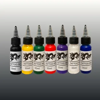 

7 Colors/Bottles Tattoo Ink Set Body Art Pigment Black Tattoo Inks 1OZ Professional Permanent Makeup Tattoo Supplies Kit