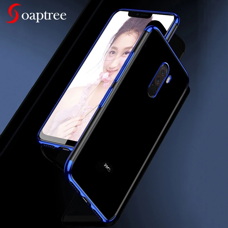 

Soaptree Case For Xiaomi Pocophone F1 Cases Silicone Plated Clear Transparent For Xiaomi Poco F1 Cover Coque Fexible Capa Bag