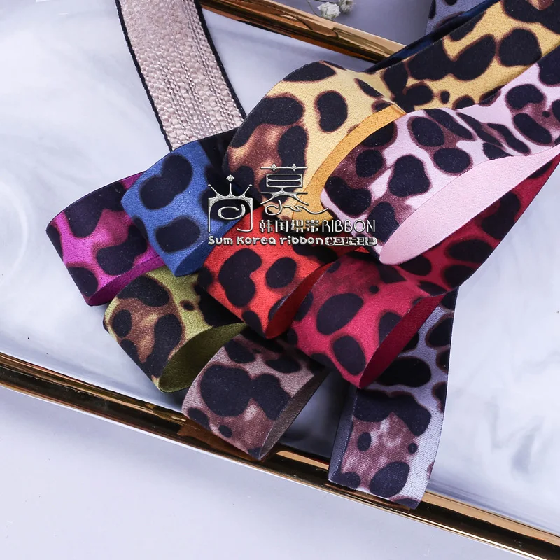 

50yards 10/16/25/40mm leopard printed ribbon for garment apparel accessories hair bow diy handcraft supplies