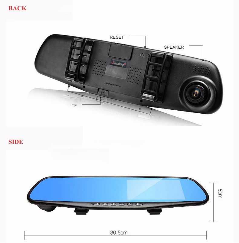 Jiluxing H03S 4," FHD 1080P Автомобильный видеорегистратор с двойным объективом, автомобильная камера, зеркало заднего вида, видеорегистратор, видеорегистратор, авто, ночное видение