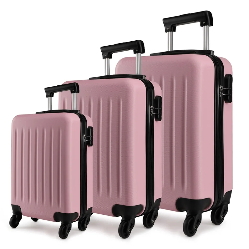 

KONO Rolling Hand Luggage Cabin Suitcase Travel Bag Carry on Trolley Case Pink 4 Wheels Spinner Hardside 19 24 28 Inch YD1872L