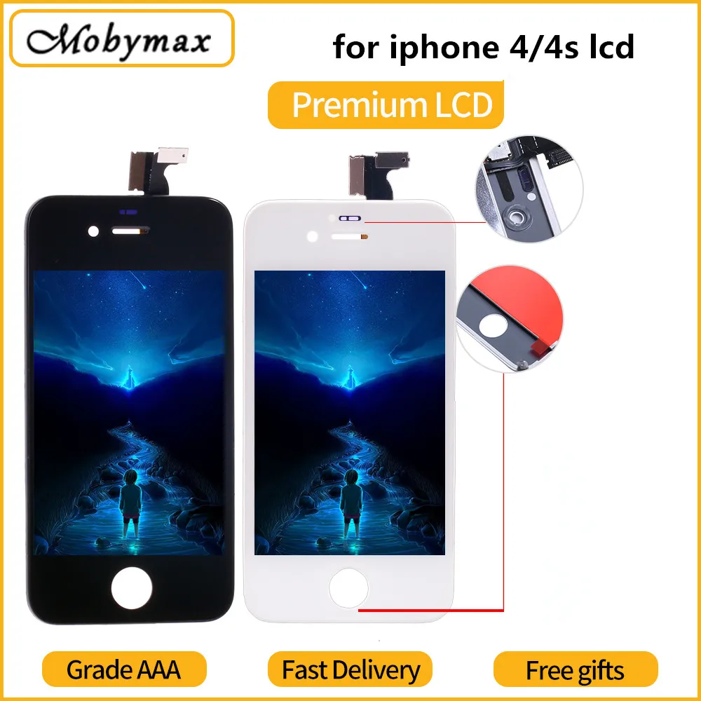 

Mobymax 100% Good Working LCD Screen Display For iPhone 4S 4 4G Screen Replacement Display Touch Digitizer Screen Assembly