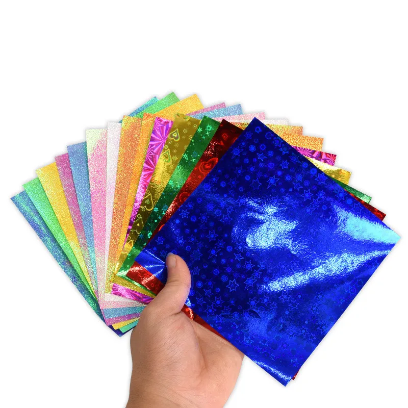 50pcs Square Origami Paper Single Side Glitter Folding Solid Color Papers 7x7cm