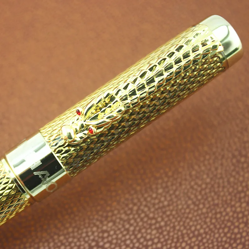 JINHAO 1200 Роскошные шариковые ручки с драконом яркие золотые квадраты линия цилиндр
