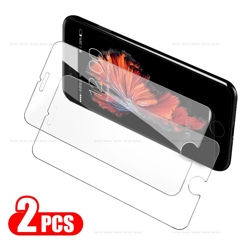 

2Pcs Tempered Glass Screen Protector For iPhone XS Max X 7 8 6s 6 S Plus XR SE 5 S 5s 5C 4 4S en Verre trempe ecran protecteur
