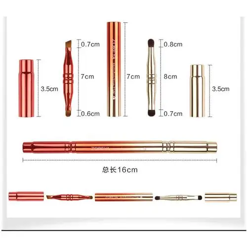 4 многофункционального макияжа Borstel Roestvrij Staal Telescope Handvat Rayon Borstel Houten Make-up Borstel Make-up Artiest