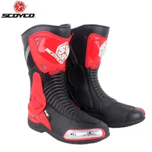 Scoyco/Обувь для мотоциклетных гонок; мотоциклетные ботинки для мотокросса; цвет черный, красный; металлическая обувь для скоростной езды; R-001;